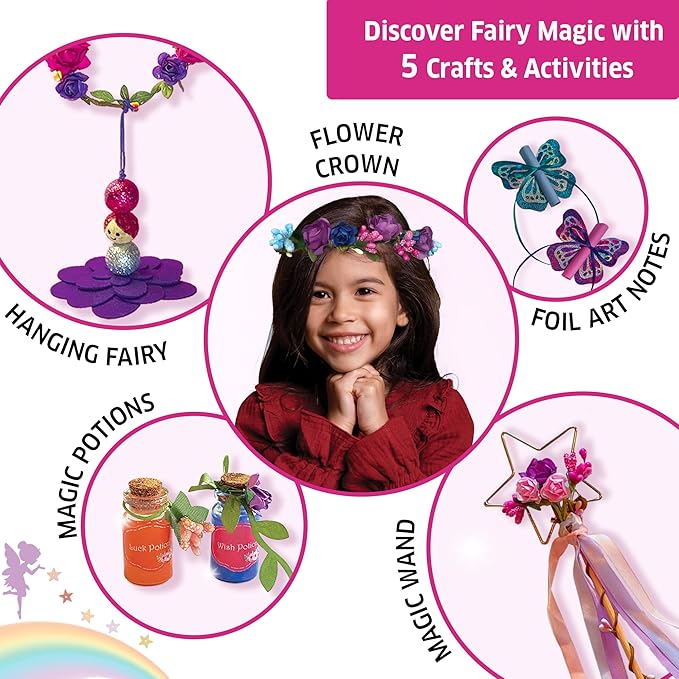 Chalk and Chuckles Paper Art and Craft Kit | Make Your Own Fairy Princess World | 5-in-1 Diy Creative Activity Kit for Kids