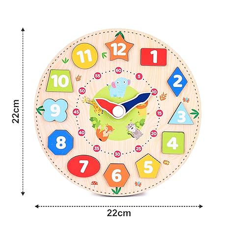 Webby Wooden Early Educational Teaching Clock-Time Toy for Kids 12 Pieces Multicolor