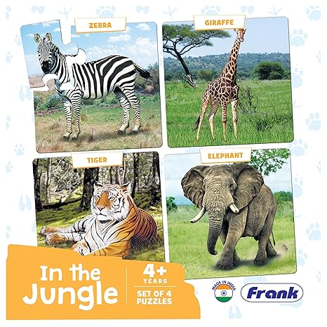 Frank in The Jungle Animal Puzzle - A Set of 4 Jigsaw Puzzle for Focus and Memory - 10502