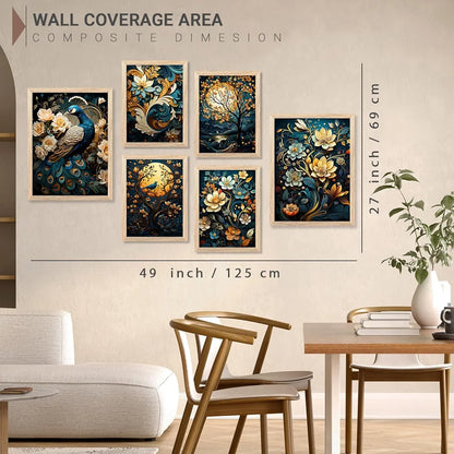 Kotart Paintings Modern Art Wall Decor Framed Paintings KOT70  Set of 6 Multicolor