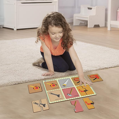 Mini Leaves 2 Piece Puzzle for Kids | Construction Tools Jigsaw Puzzle | Set of 6 Wooden Puzzles for Kids | Educational Toys