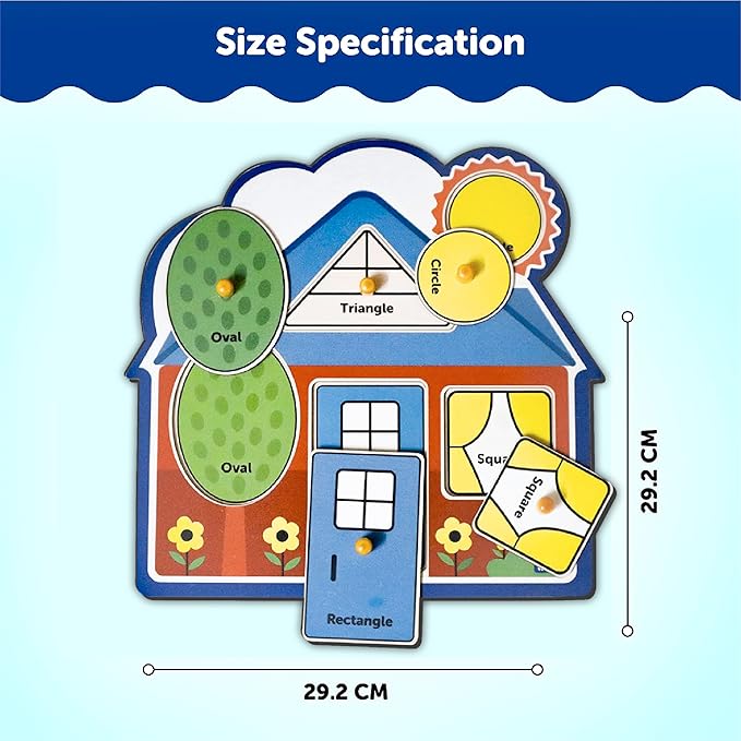 Mini Leaves My First Shapes Jumbo Wooden Knob and Peg Puzzle | Wooden Shape Sorter for 1 Age and Above