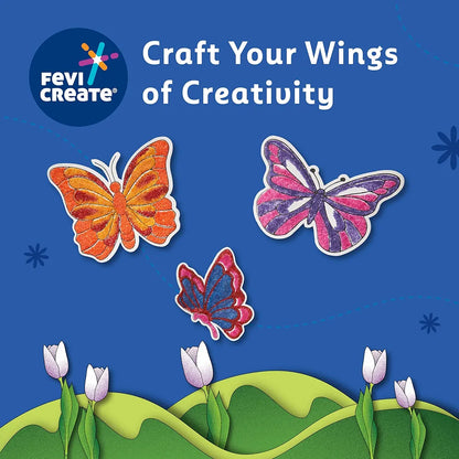 Fevicreate Sand Art Butterflies Art & Craft Kit | Includes Butterfly Templates, Multi-Coloured Sand, Magnet Strip, Spatula & More | by Fevicol | Best Gift for Boys & Girls Age 5+ | Return Gift