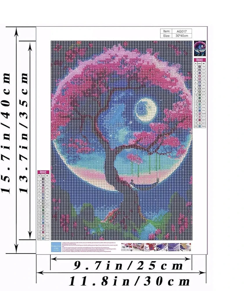 TREXEE 5D DIY Diamond Paint by Number Kits | 30 * 40 Cm Craft & Arts for Adults & Kids | Full Drill Crystal Rhinestone Diamond Painting for Wall Decor DIY Diamond Painting Kits Tree of Life Painting