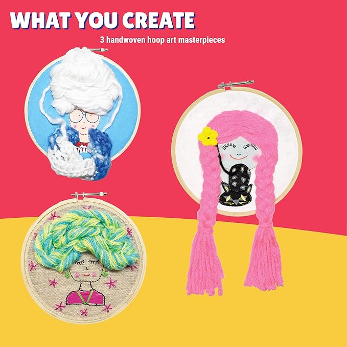 Kalakaram Diy Hoop Art Embroidery Kit, Craft 3 Stunning Hoop Art Designs | Diy Kit for Kids & Adults | Craft Kit for Girls