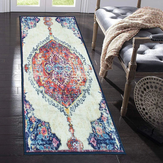 Status Contract 3D Printed Vintage Persian Bedside Runner Carpet Rug Anti Skid Backing for Home