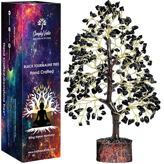 Simply Vedic Chakra Black Agate Crystal Tree