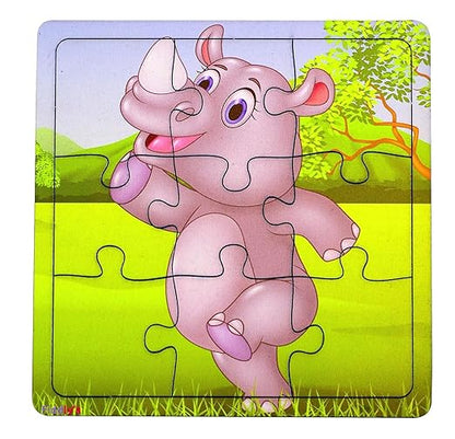 Fiddlys Kid's Wooden Jigsaw Puzzle Games for Children & Kids Paperless Puzzle - 9 Pieces | Pack of 4 | Age 3+