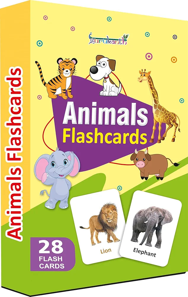 Gurukanth® Premium Animals Flash Cards for Kids Early Learning | Easy & Fun Way of Learning 1 Year to 6 Years Babies Smart Toys