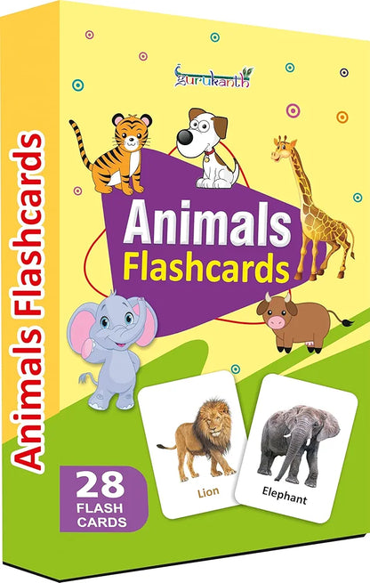 Gurukanth® Premium Animals Flash Cards for Kids Early Learning | Easy & Fun Way of Learning 1 Year to 6 Years Babies Smart Toys