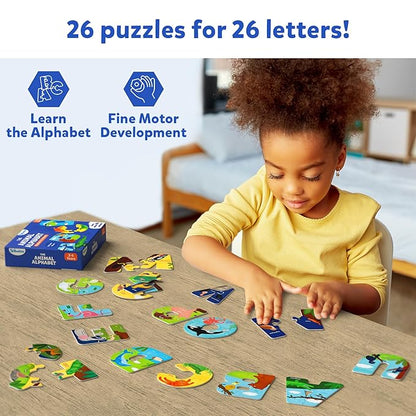 Skillmatics Animal Alphabet Puzzle 52 Piece Jigsaw Puzzle for Toddlers