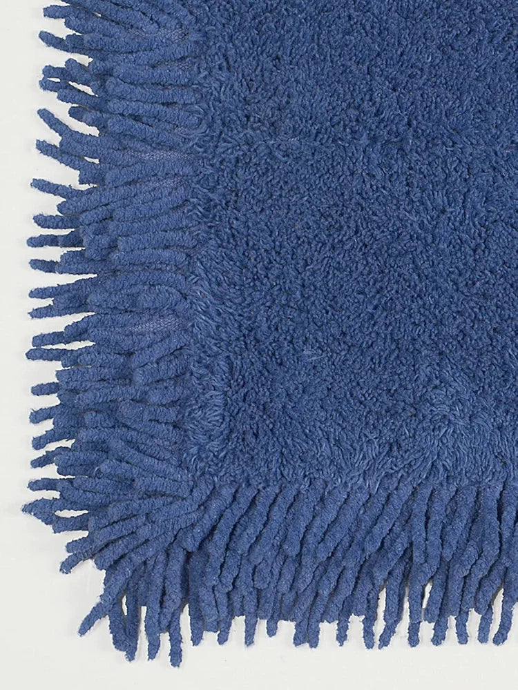 Saral Home Cotton Blue Shaggy Mat