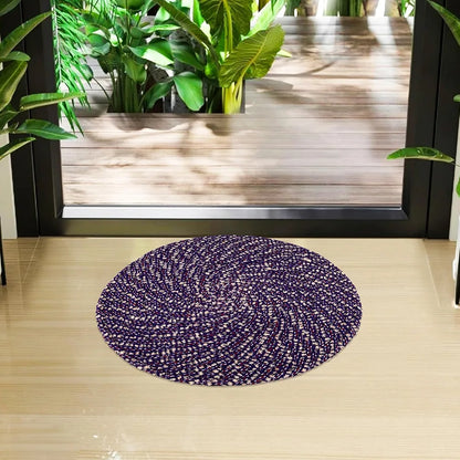 Kuber Industries Round Shape Feather Door Mat Cotton Reversible Small Size Purple