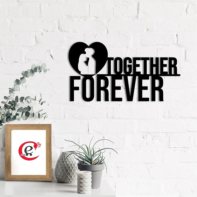 Ecraftindia Together Forever Black Engineered Wood Cutout Wall Art Decor | Wooden Wall Decor Item