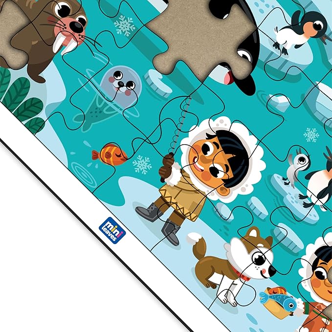 Mini Leaves 24 Piece Puzzle for Kids | Polar Adventure Jigsaw Puzzle | Wooden Puzzles for Kids | Educational Toys for Kids 3+ Years