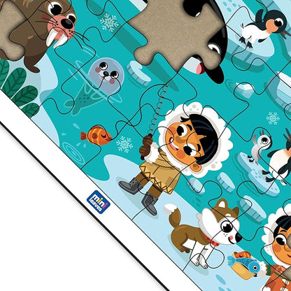 Mini Leaves 24 Piece Puzzle for Kids | Polar Adventure Jigsaw Puzzle | Wooden Puzzles for Kids | Educational Toys for Kids 3+ Years