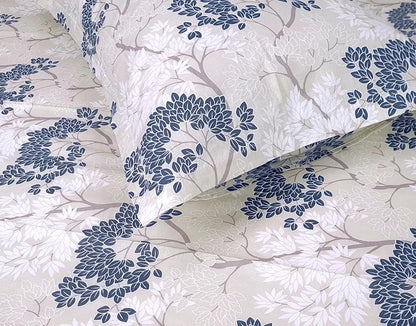Divine Casa Bedsheet for Single Size Bed 144 TC Cotton Bedsheet for Single Size Bed with 1 Pillow Cover  Floral Colour Grey Blue