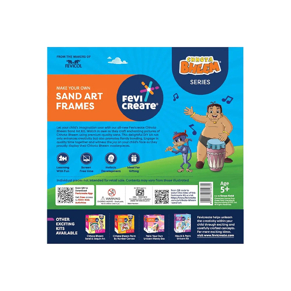 Fevicreate Chhota Bheem Chhutki Sand Kit | All-in-one DIY Craft Kit | Make 2 picture frames with Sand Packets | Birthday Gift | Screen-Free Learning | by Fevicol | Best Gift for Boys & Girls 5+ years