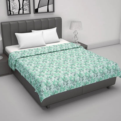 Divine Casa Floret 100% Cotton Double Dohar 120 GSM Soft & Lightweight Throw Blanket Colour Beach Glass