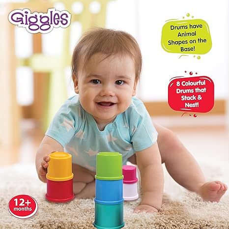 Funskool Giggles Stacking Drums Multicolour stacking Blocks with Animals Preschool Toys