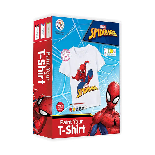 RATNA'S Paint Your T-Shirt Marvel Spiderman Theme DIY Kit with Free Size T-Shirt for 5-12 Years Kids 