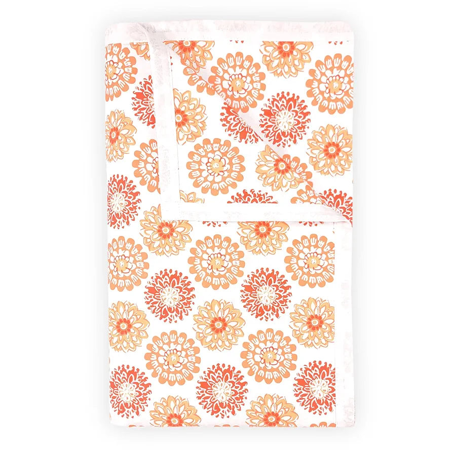 Divine Casa Floret 100% Cotton Single Dohar 120 GSM Soft & Lightweight Throw Blanket Colour Red Orange