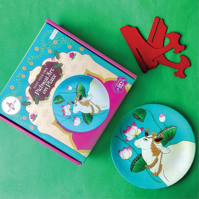 Kalakaram Paint Your Own Pichwai Art on a Plate Painting kit | Buy Painting Set/Kit for Kids 10 Year Old