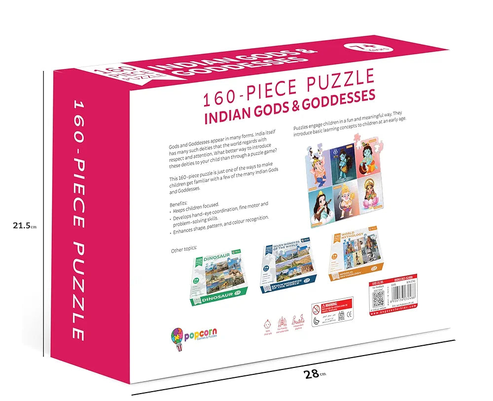 Popcorn 160 Piece Puzzles for Kids | Indian God & Goddesses Jigsaw Puzzle Game for 7+ Years Old Children | Improve Kid Knowledge and Concertation