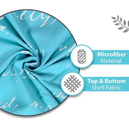 Divine Casa 120 GSM Microfiber Single Dohar Soft & Lightweight Throw Blanket Typographic Pattern Colour Sky Blue & White