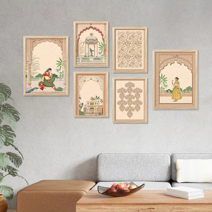 Kotart Madhubani Art Paintings with Frame Traditional Framed Painting C Pack of 6