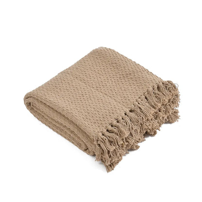 Sashaa World Weaved Beige Cotton Throw Colour Beige