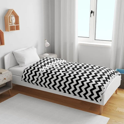Divine Casa 120 GSM Microfiber Single Kids Dohar Soft & Lightweight Throw Blanket Zig-Zag Pattern Colour Anthracite