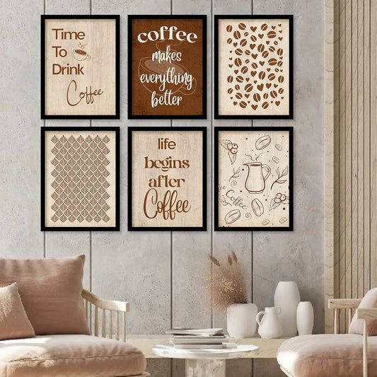 Kotart Wood Time To Drink Coffee Restaurant Quotes Posters With Frame For Kitchen