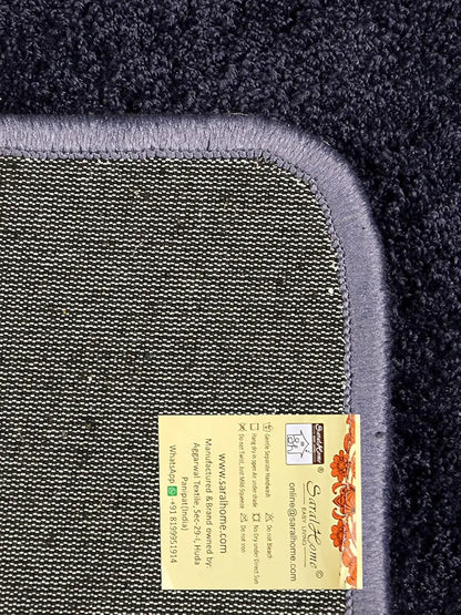 Saral Home Neon Shaggy Yarn Anti-Skid Carpet for Living Room Colour Navy Blue