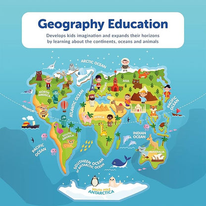 Mini Leaves 72 Piece Wooden Round Puzzle for Kids | World Map Jigsaw Puzzle | Fun & Challenging Wooden Floor Puzzle Game