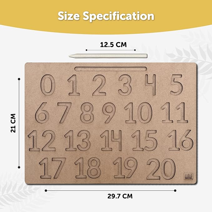 Mini Leaves Number Tracing Board 0 to 20 | Tracing Numbers for Kids Ages 3-5 | Toddler Writing Tools for Beginners