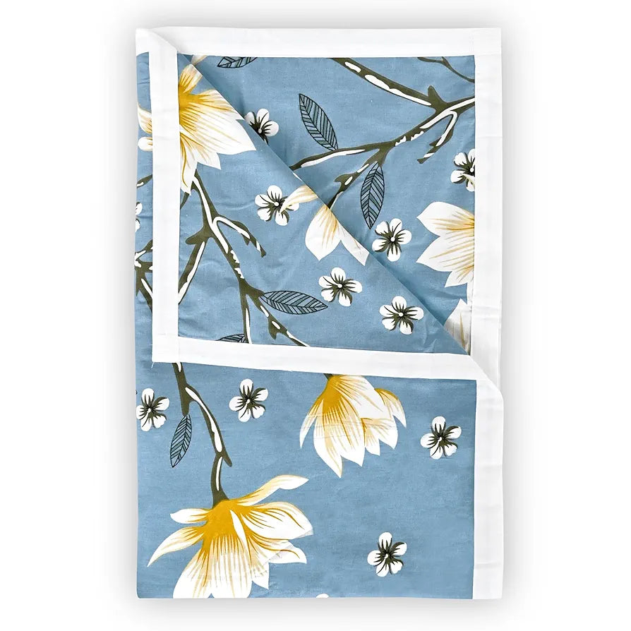 Divine Casa 100% Cotton Single Bed Dohar Lightweight & Soft AC Blanket Colour Blossom Haven Sky Blue
