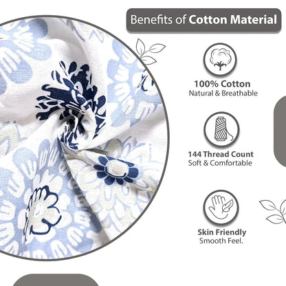 Divine Casa 144 TC 100% Cotton Bedsheet for Single Bed with 1 Pillow Cover Colour Soft Blue