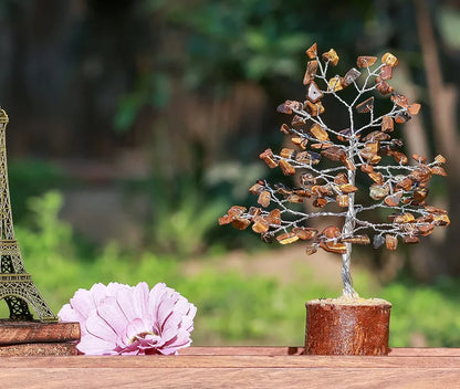 Crocon Tiger Eye Gemstone Money Tree Feng Shui Bonsai
