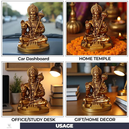 Unovate Lord Hanuman Idol for Car Dashboard Gold