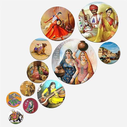 Artvibes Decorative Mdf Wooden Wall Hanging Decoration Item for Home | Pack of 11 Pieces
