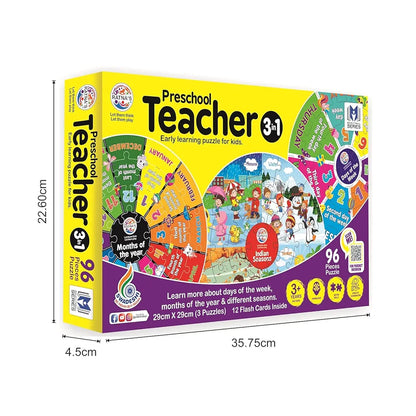 Preschool Teacher 3 in 1|A Perfect Early Learner Jigsaw Puzzle for Kids|Learn More About Days of The Week,Months of The Year & Different Indian Seasons