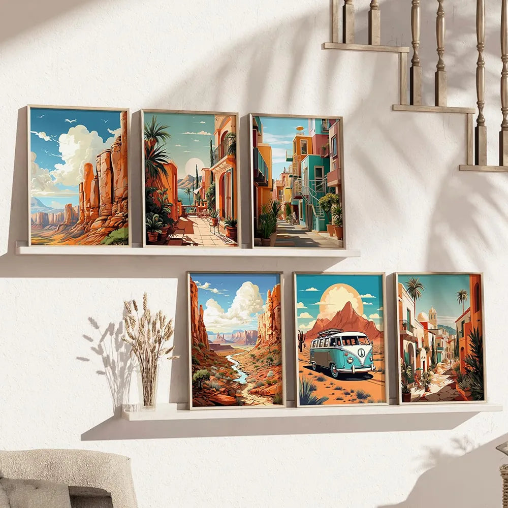 Kotart Travel Theme Digital Painting Travel Inspired Wall Art Prints A