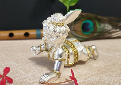 Gold Art India Laddu Gopal Idol Big Size Lord Krishna Bal Gopal Thakur JMurti Gopal ji Matte Silver