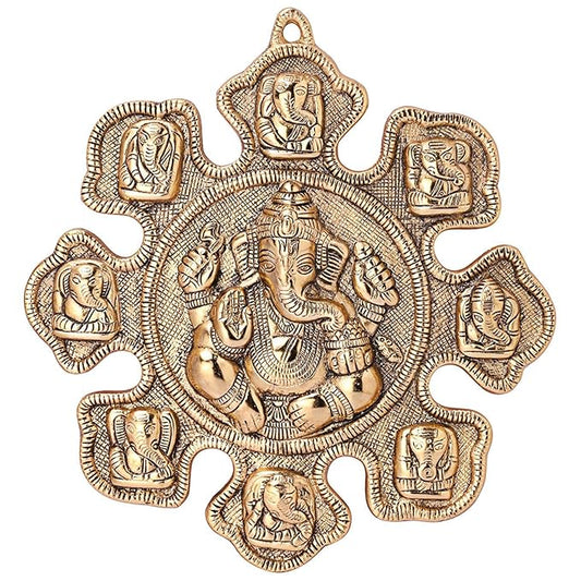 KridayKraft Multicolour Handmade Decorative Metal Aast Vinayak Ganesh Ji Statue