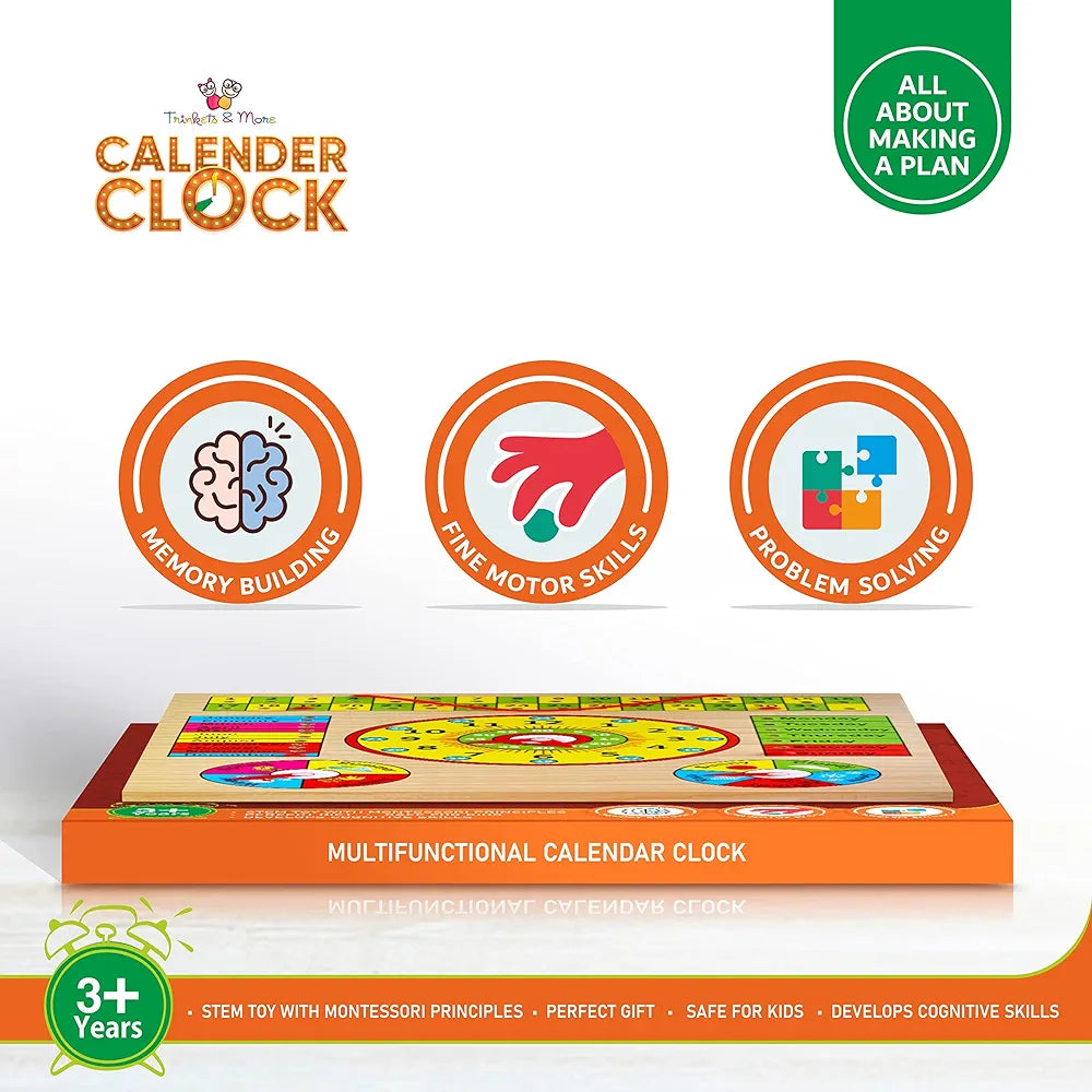 Trinkets & More Calendar Clock Toy For Kids Learning  Multicolor