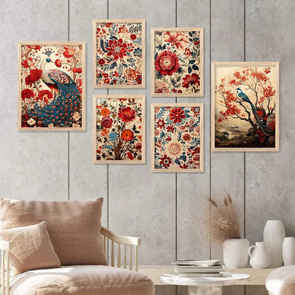 Kotart Madhubani Art Paintings with Frame Traditional Framed Painting Pack of 6 D