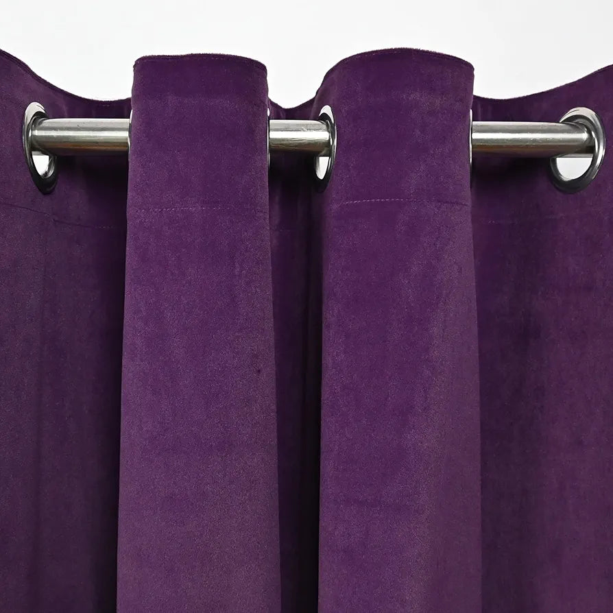 Divine Casa 5 Feet Luxurious Velvet Blackout Curtain Thermal Insulated & Room Darkening Premium Noise Reducing Single Window Panel Colour Plum (Pack of 1)