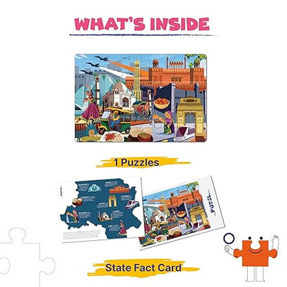 The Puzzl Co - Delhi Jigsaw Puzzle for Kids 6 Years & Up 100-Piece City Puzzle with Frame Compact