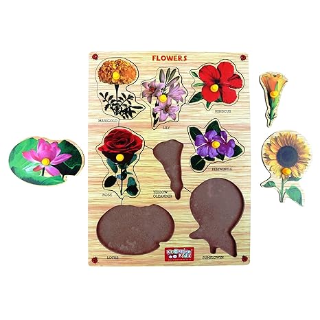 Webby Premium Wooden Flowers Educational Puzzle Toy
